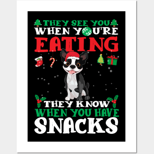 Christmas Dog Eating Snacks Posters and Art